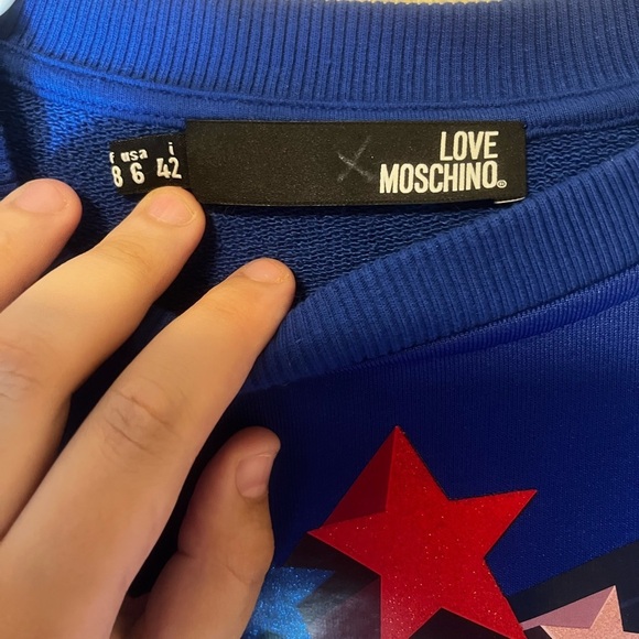 Love Moschino Girls Cotton Blue Crew Neck Sweatshirt Size 6 - Picture 3 of 7